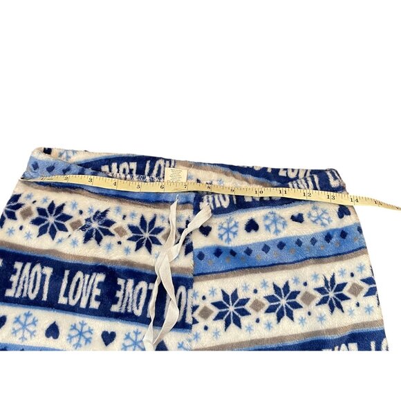 Fleece Pajama Pants With Snowflake & Love Pattern Youth Large / XL Womens Small - Picture 3 of 10